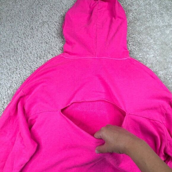 Victoria's Secret Pink Cut Out Back Cropped Hoodie Hot Pink - Picture 4 of 7